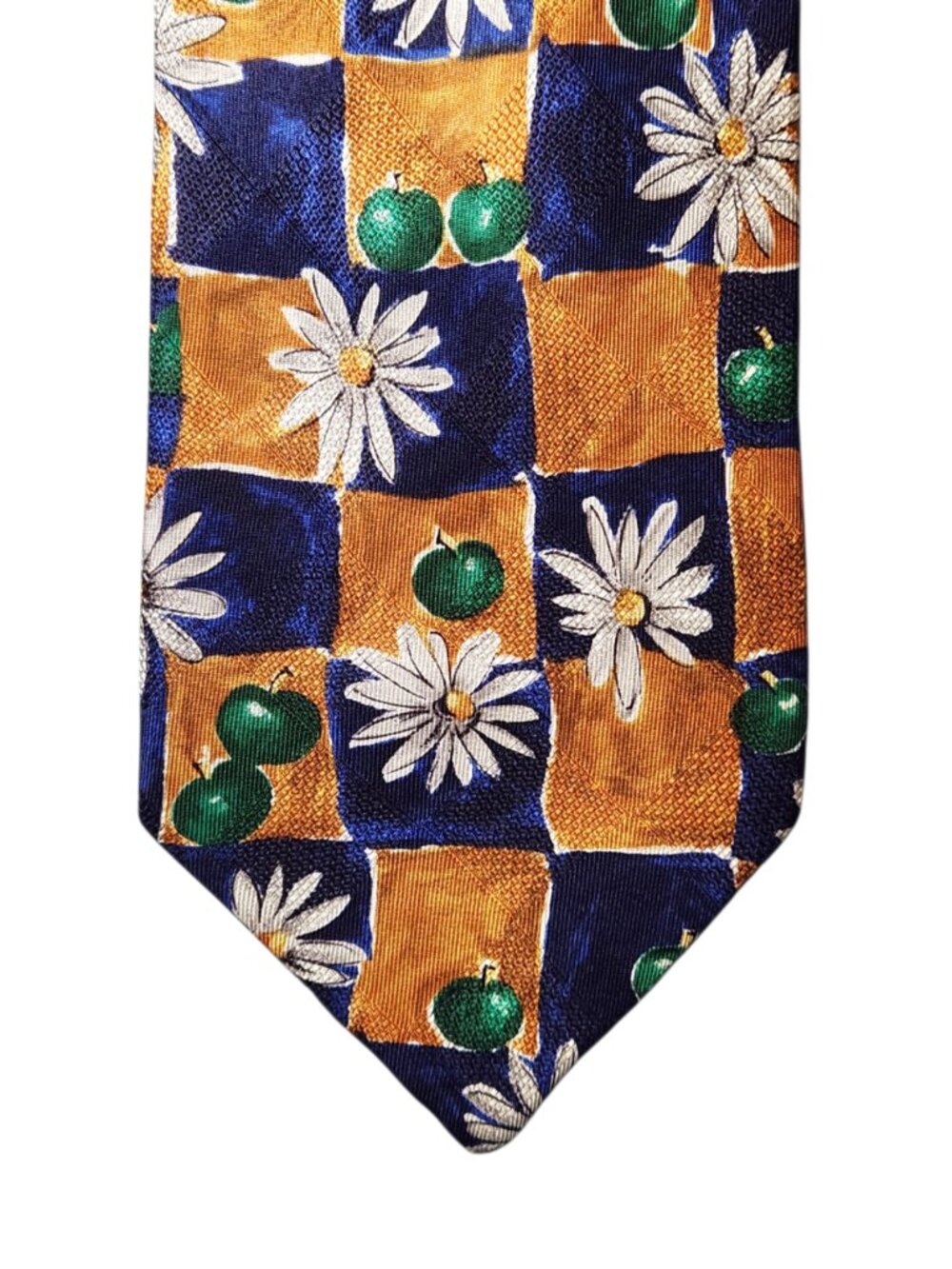 Ermenegildo Zegna Tie Necktie Blue Orange White Yellow Floral Silk Made in Italy